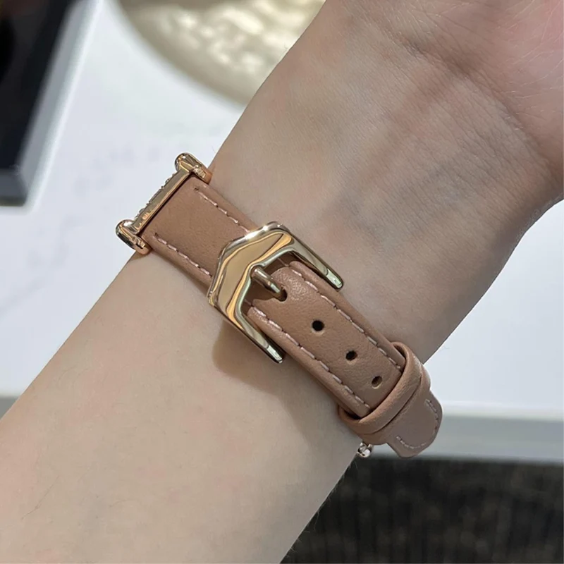 Apple Watch 49mm / 45mm / 44mm / 42mm Cowhide Leather Band - Green / Gold Buckle