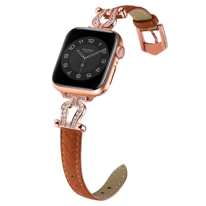 Apple Watch 49mm / 45mm / 44mm / 42mm Cowhide Leather Band - Green / Gold Buckle