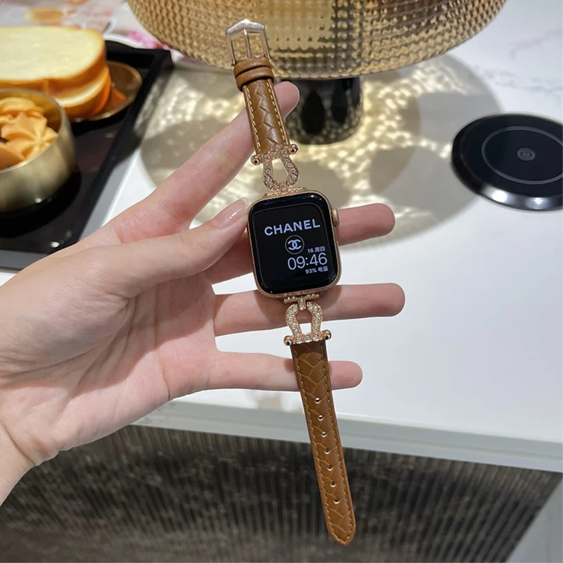 Apple Watch 49mm / 45mm / 44mm / 42mm Cowhide Leather Band - Green / Gold Buckle