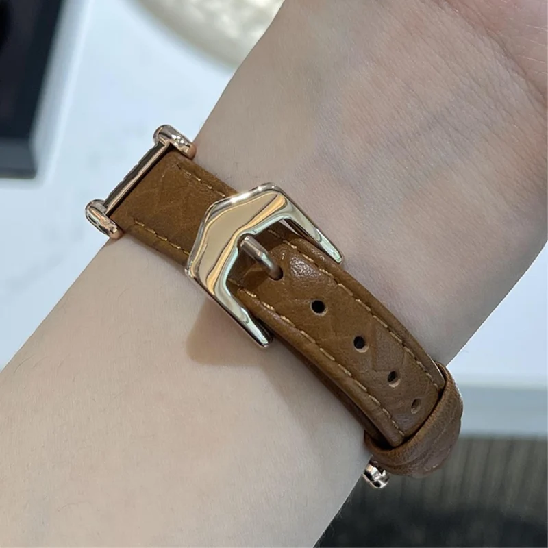 Apple Watch 49mm / 45mm / 44mm / 42mm Cowhide Leather Band - Green / Gold Buckle