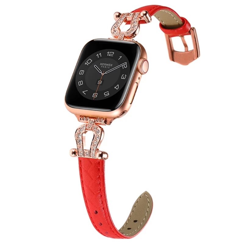 Apple Watch 49mm / 45mm / 44mm / 42mm Cowhide Leather Band - Green / Gold Buckle