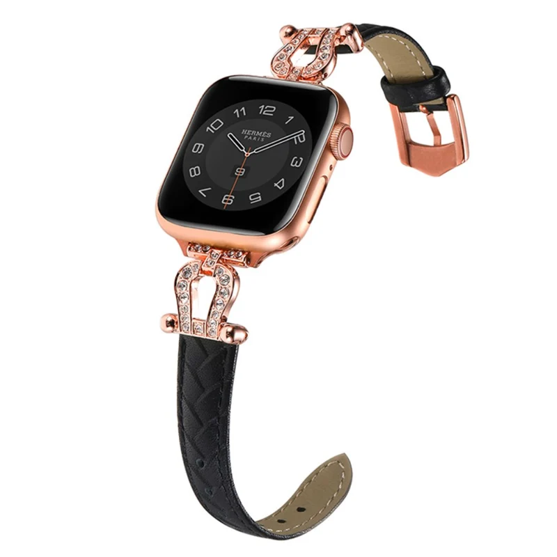 Apple Watch 49mm / 45mm / 44mm / 42mm Cowhide Leather Band - Green / Gold Buckle