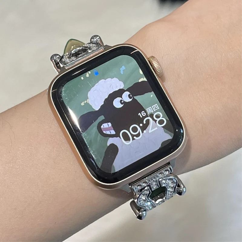 Apple Watch 49mm / 45mm / 44mm / 42mm Cowhide Leather Band - Green / Gold Buckle