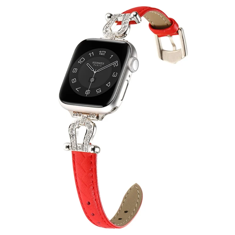 Apple Watch 49mm / 45mm / 44mm / 42mm Cowhide Leather Band - Green / Gold Buckle