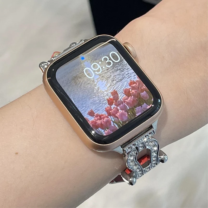 Apple Watch 49mm / 45mm / 44mm / 42mm Cowhide Leather Band - Green / Gold Buckle