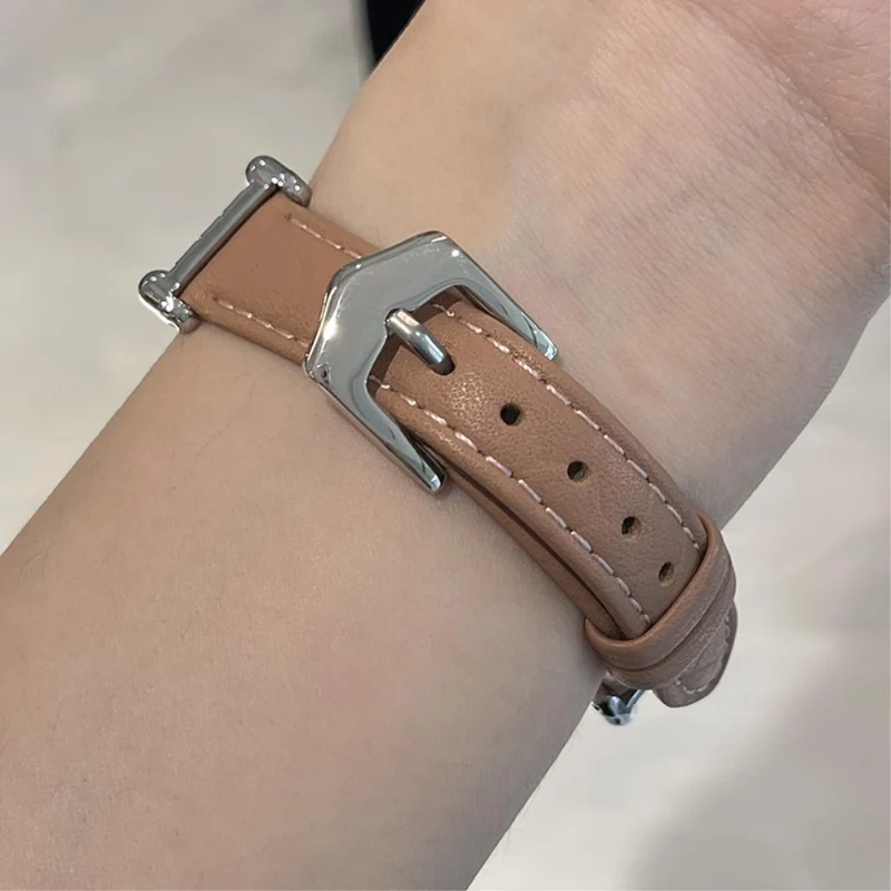 Apple Watch 49mm / 45mm / 44mm / 42mm Cowhide Leather Band - Green / Gold Buckle