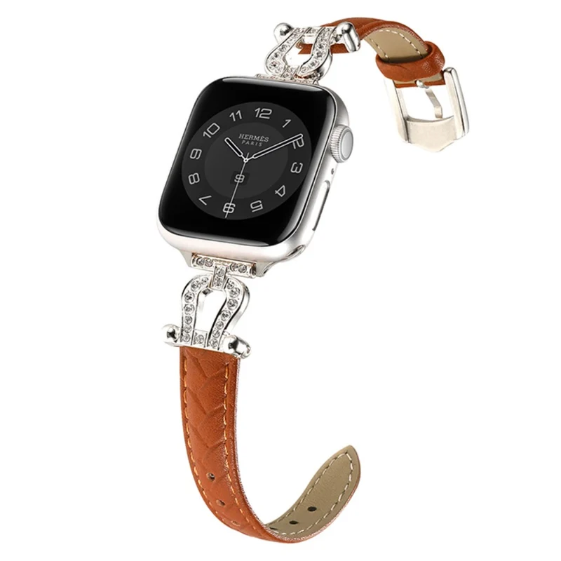 Apple Watch 49mm / 45mm / 44mm / 42mm Cowhide Leather Band - Green / Gold Buckle
