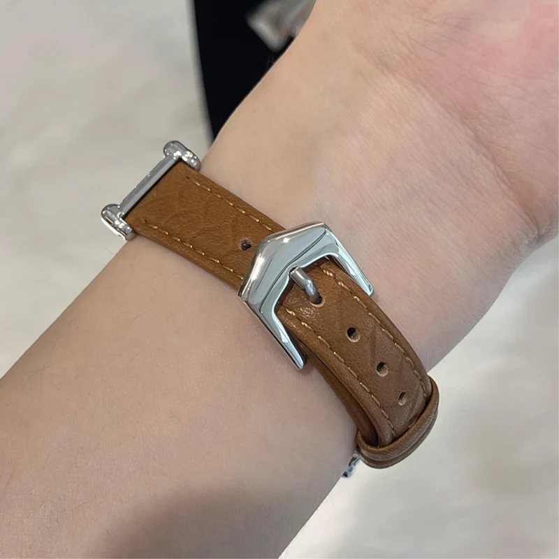 Apple Watch 49mm / 45mm / 44mm / 42mm Cowhide Leather Band - Green / Gold Buckle
