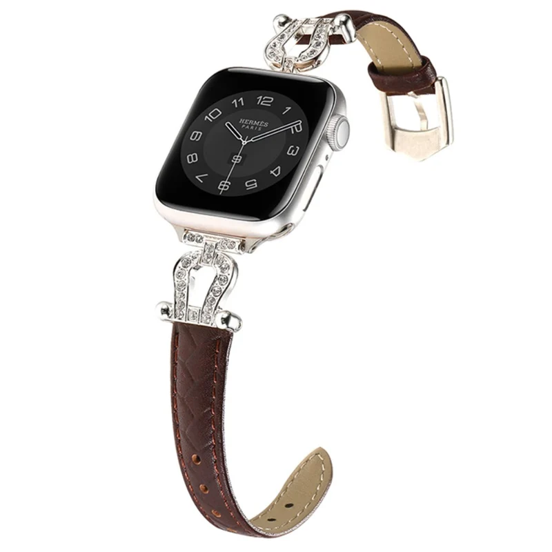 Apple Watch 49mm / 45mm / 44mm / 42mm Cowhide Leather Band - Green / Gold Buckle