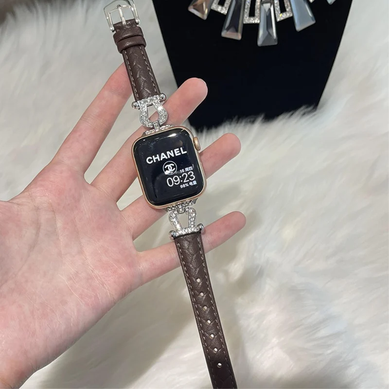 Apple Watch 49mm / 45mm / 44mm / 42mm Cowhide Leather Band - Green / Gold Buckle