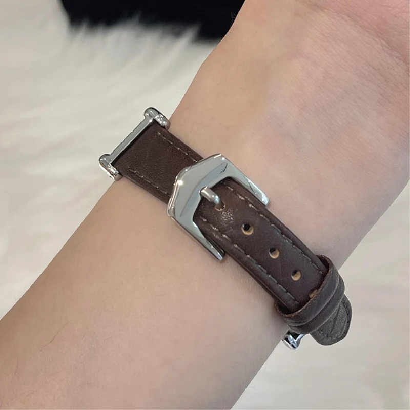 Apple Watch 49mm / 45mm / 44mm / 42mm Cowhide Leather Band - Green / Gold Buckle