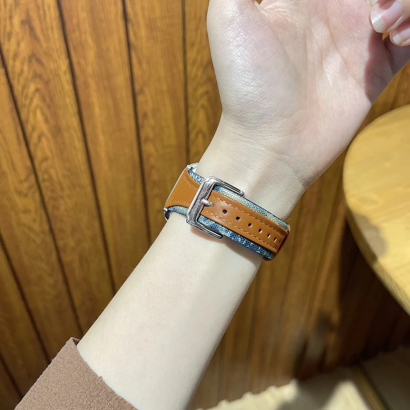 Apple Watch 49mm / 45mm / 44mm / 42mm Watch Strap - Light Brown / Cloth