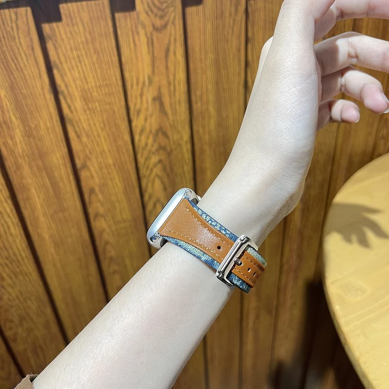 Apple Watch 49mm / 45mm / 44mm / 42mm Watch Strap - Light Brown / Cloth