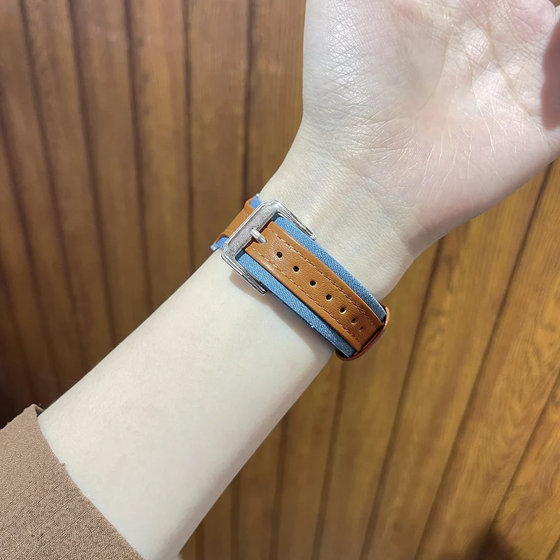 Apple Watch 49mm / 45mm / 44mm / 42mm Watch Strap - Light Brown / Cloth