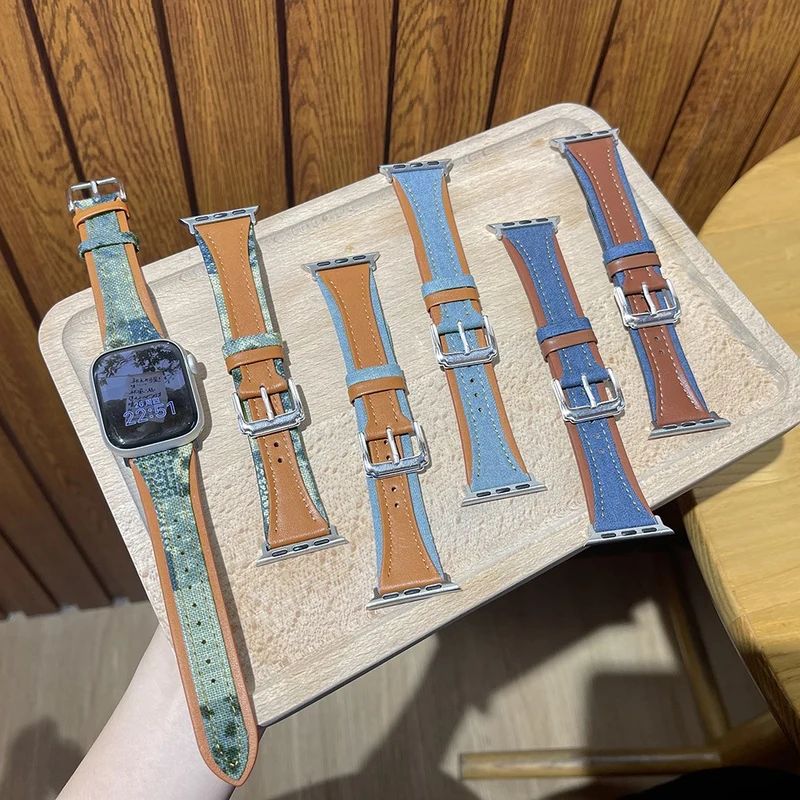 Apple Watch 49mm / 45mm / 44mm / 42mm Watch Strap - Light Brown / Cloth