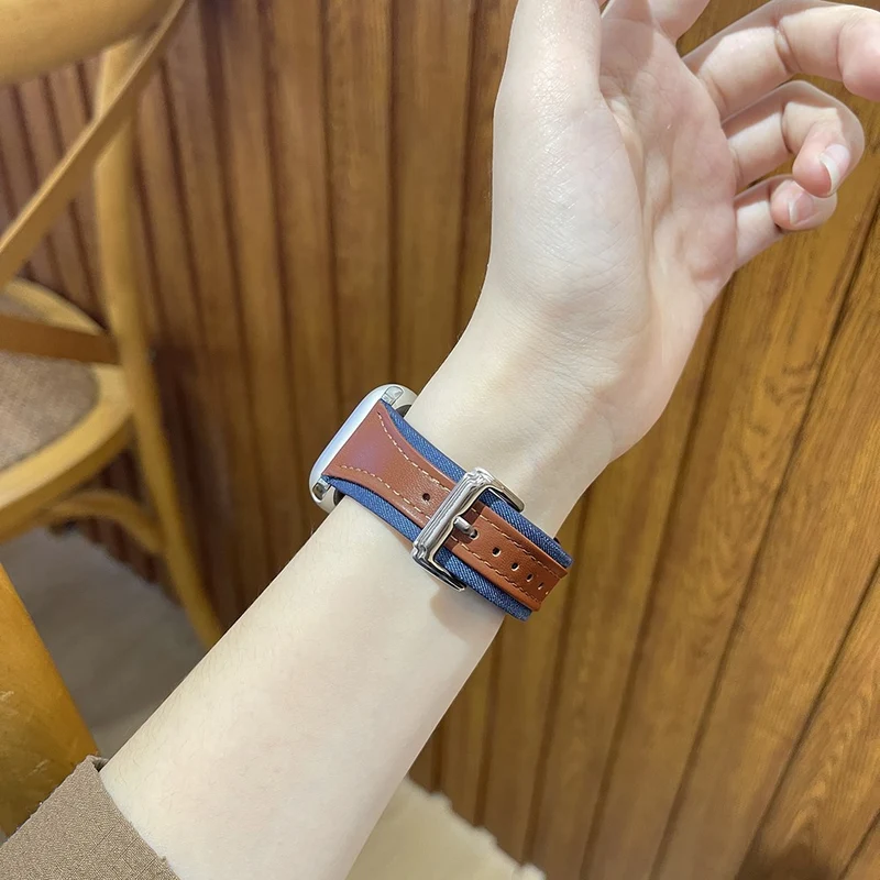 Apple Watch 49mm / 45mm / 44mm / 42mm Watch Strap - Light Brown / Cloth