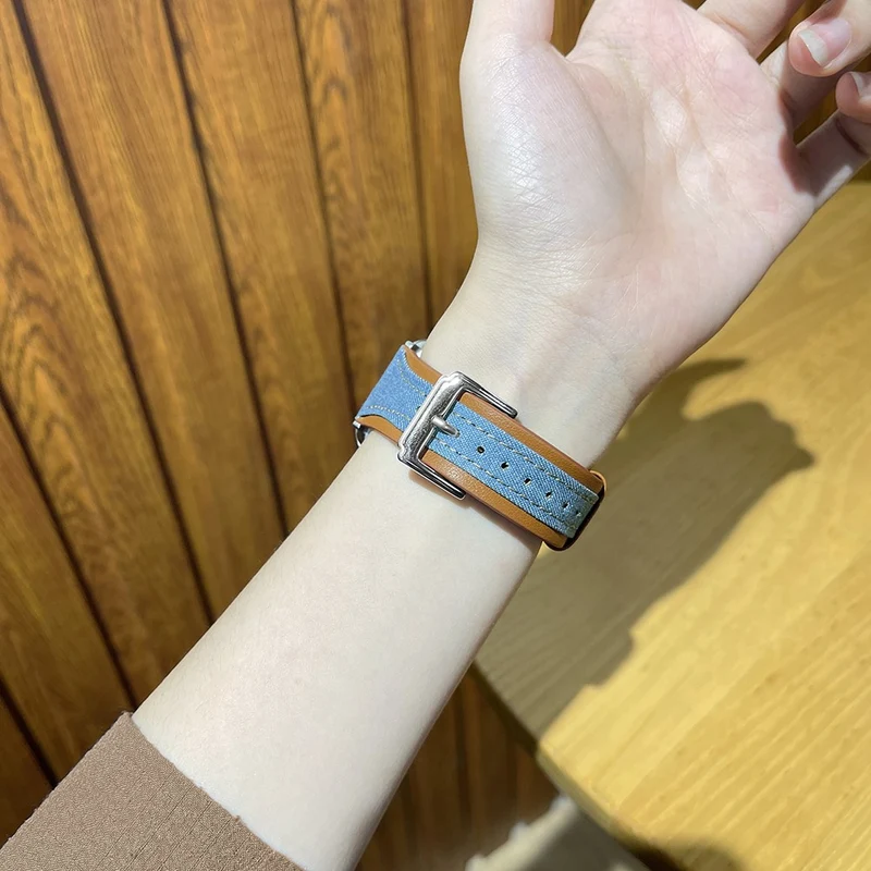 Apple Watch 49mm / 45mm / 44mm / 42mm Watch Strap - Light Brown / Cloth