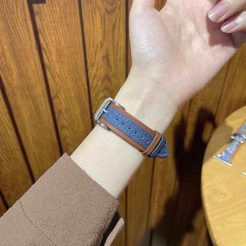 Apple Watch 49mm / 45mm / 44mm / 42mm Watch Strap - Light Brown / Cloth