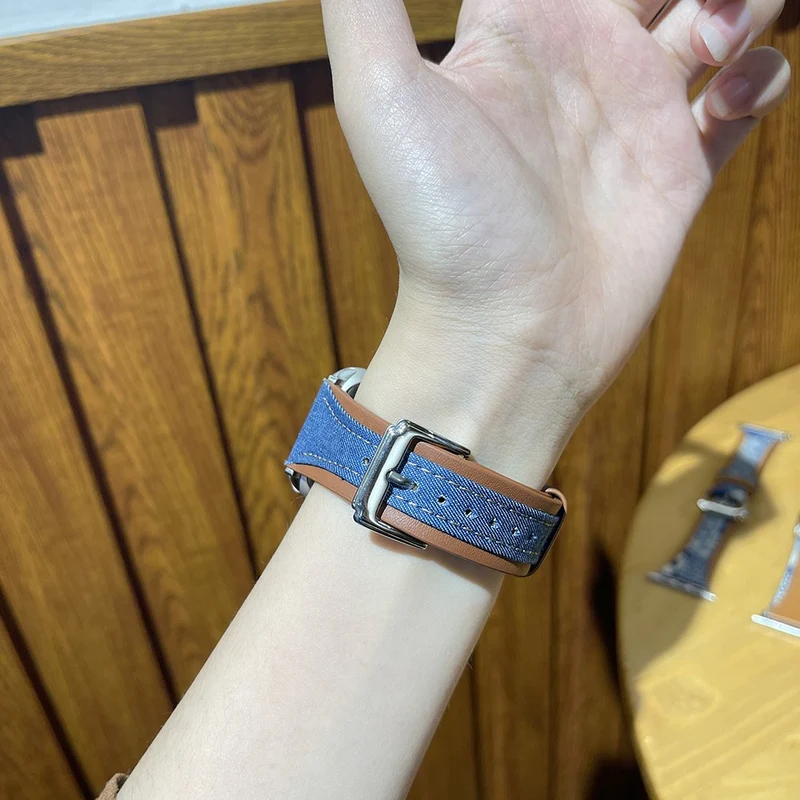 Apple Watch 49mm / 45mm / 44mm / 42mm Watch Strap - Light Brown / Cloth