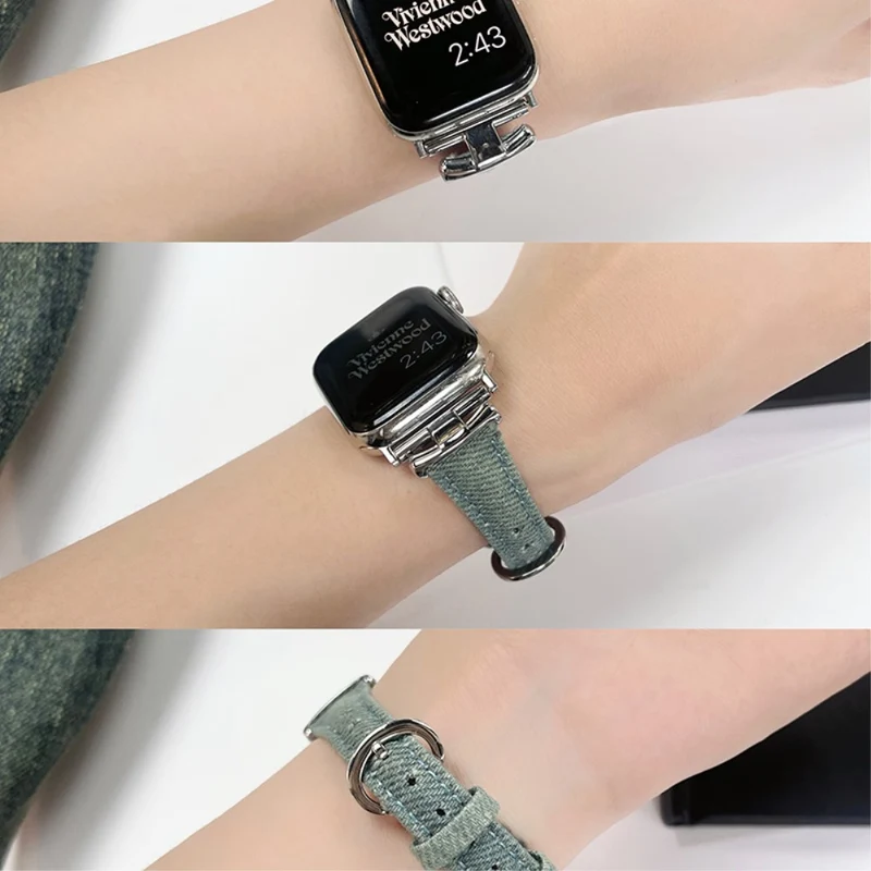 Apple Watch 49mm / 45mm / 44mm / 42mm Wristband Bracelet - Washing White / Silver Buckle