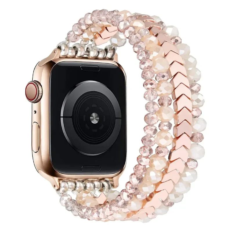 Apple Watch Schmuckarmband mit Perlen (Roségold)