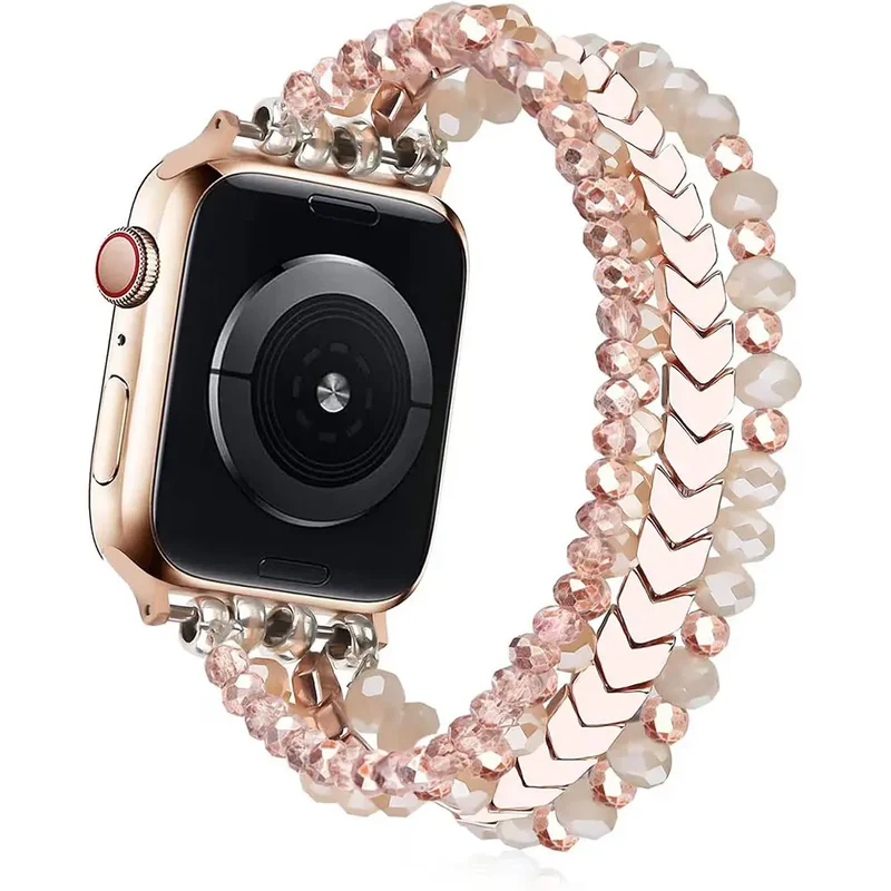 Apple Watch Schmuckarmband mit Perlen (Roségold)