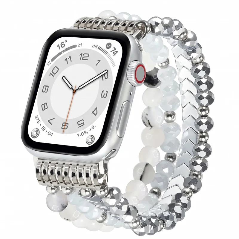 Apple Watch Schmuckarmband mit Perlen (Silber)