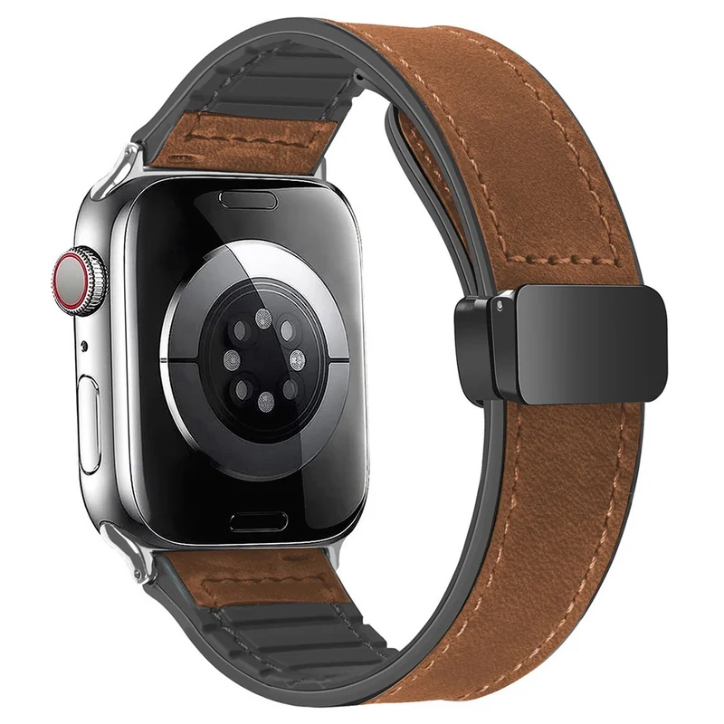 Apple Watch Series 41mm - 40mm - 38mm Universal Magnetic Genuine Cow Leather Strap