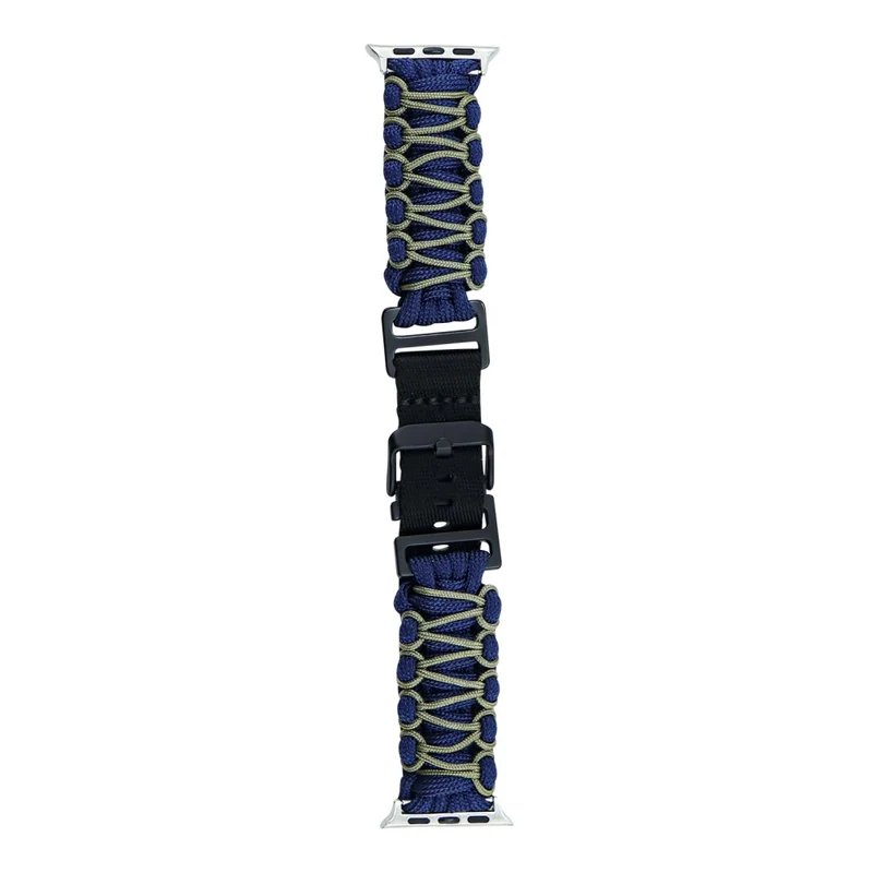 Apple Watch Series 41mm - 40mm - 38mm Universal Double Layer Nylon Rope Watch Strap - Navy Blue + Army Green