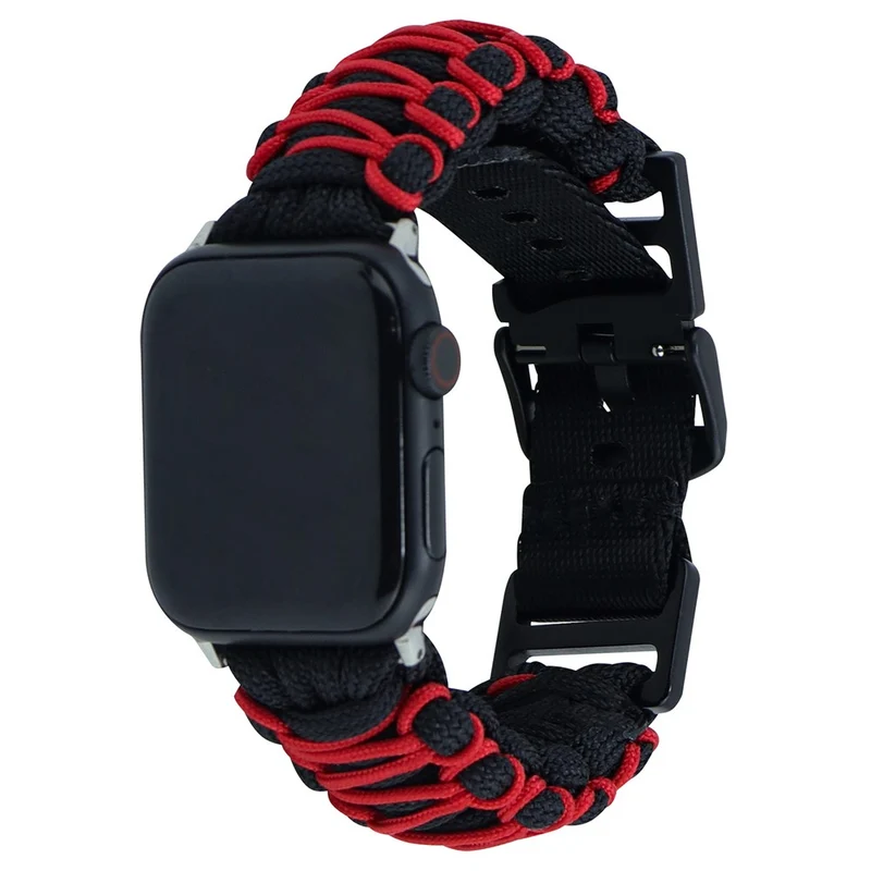 Apple Watch Series 41mm - 40mm - 38mm Universal Double Layer Nylon Rope Watch Strap - Navy Blue + Army Green