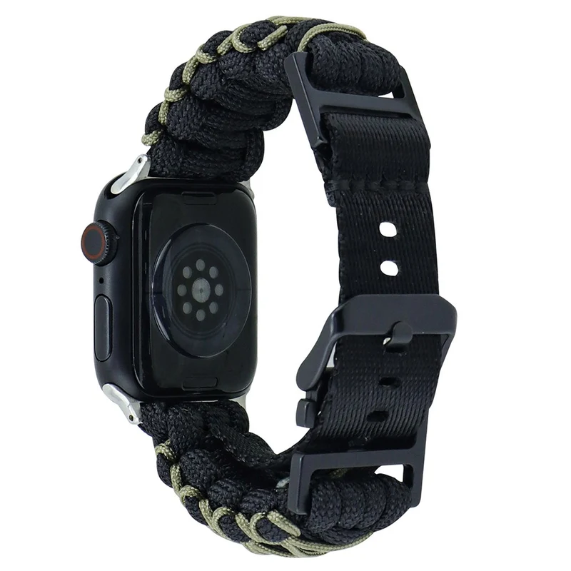Apple Watch Series 41mm - 40mm - 38mm Universal Double Layer Nylon Rope Watch Strap - Navy Blue + Army Green