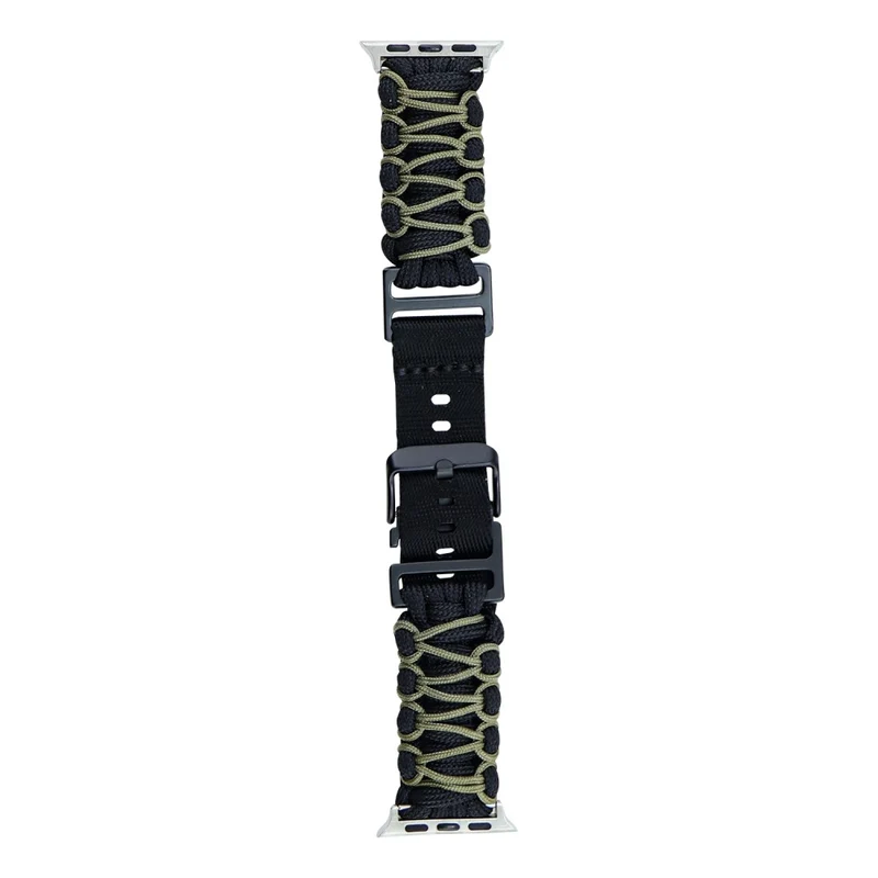 Apple Watch Series 41mm - 40mm - 38mm Universal Double Layer Nylon Rope Watch Strap - Navy Blue + Army Green