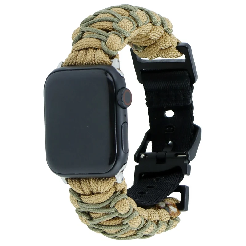 Apple Watch Series 41mm - 40mm - 38mm Universal Double Layer Nylon Rope Watch Strap - Navy Blue + Army Green