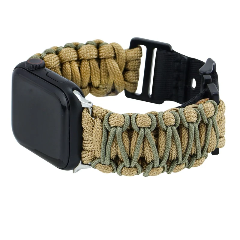 Apple Watch Series 41mm - 40mm - 38mm Universal Double Layer Nylon Rope Watch Strap - Navy Blue + Army Green