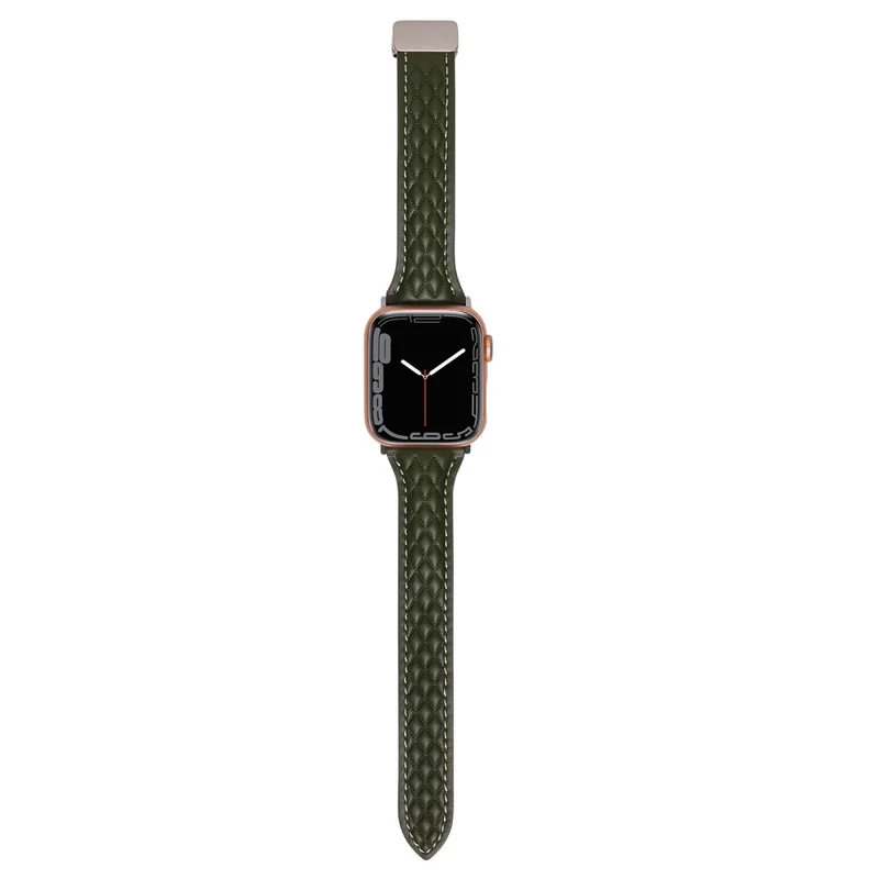 Watch Band Apple Watch Series 41mm - 40mm - 38mm Universal Genuine Cow Leather Strap - Army Green