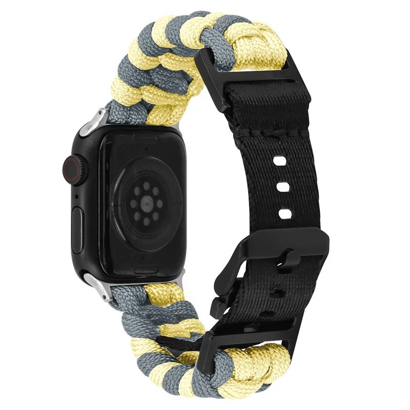 Apple Watch Series 41mm - 40mm - 38mm Universal Nylon Rope Watch Band Dual Color - Lake Blue+Pink