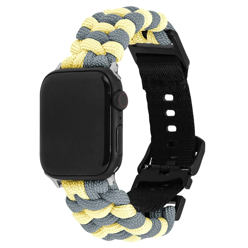 Apple Watch Series 41mm - 40mm - 38mm Universal Nylon Rope Watch Band Dual Color - Lake Blue+Pink