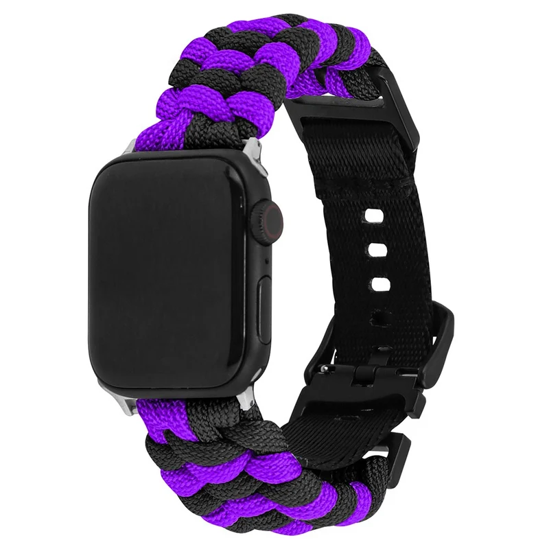 Apple Watch Series 41mm - 40mm - 38mm Universal Nylon Rope Watch Band Dual Color - Lake Blue+Pink