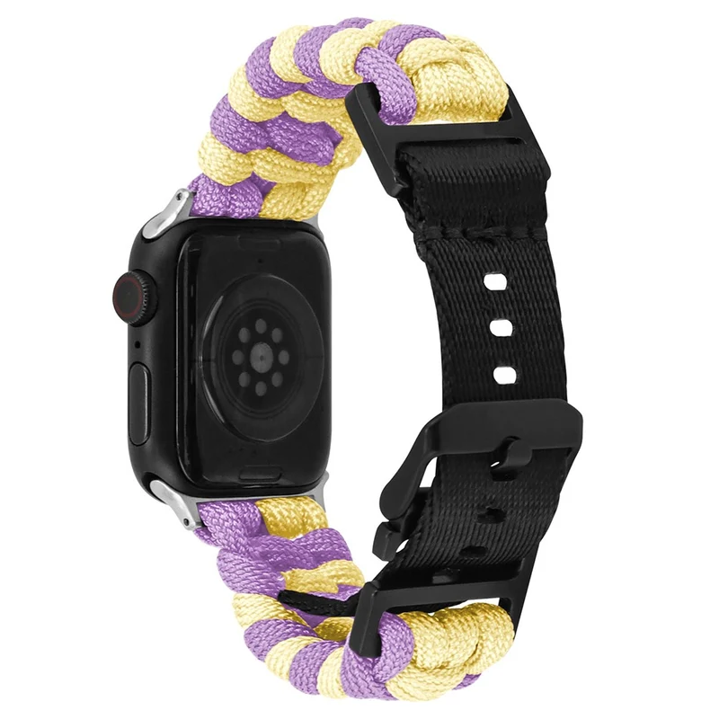 Apple Watch Series 41mm - 40mm - 38mm Universal Nylon Rope Watch Band Dual Color - Lake Blue+Pink