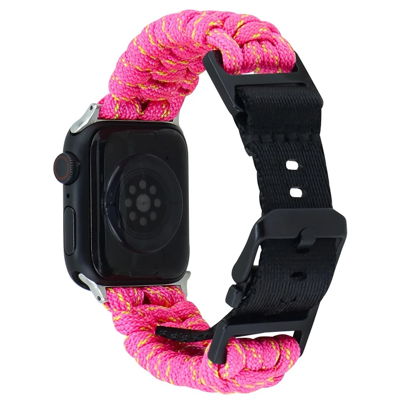 Apple Watch Series 41mm - 40mm - 38mm Universal Nylon Rope Watch Band Dual Color - Lake Blue+Pink