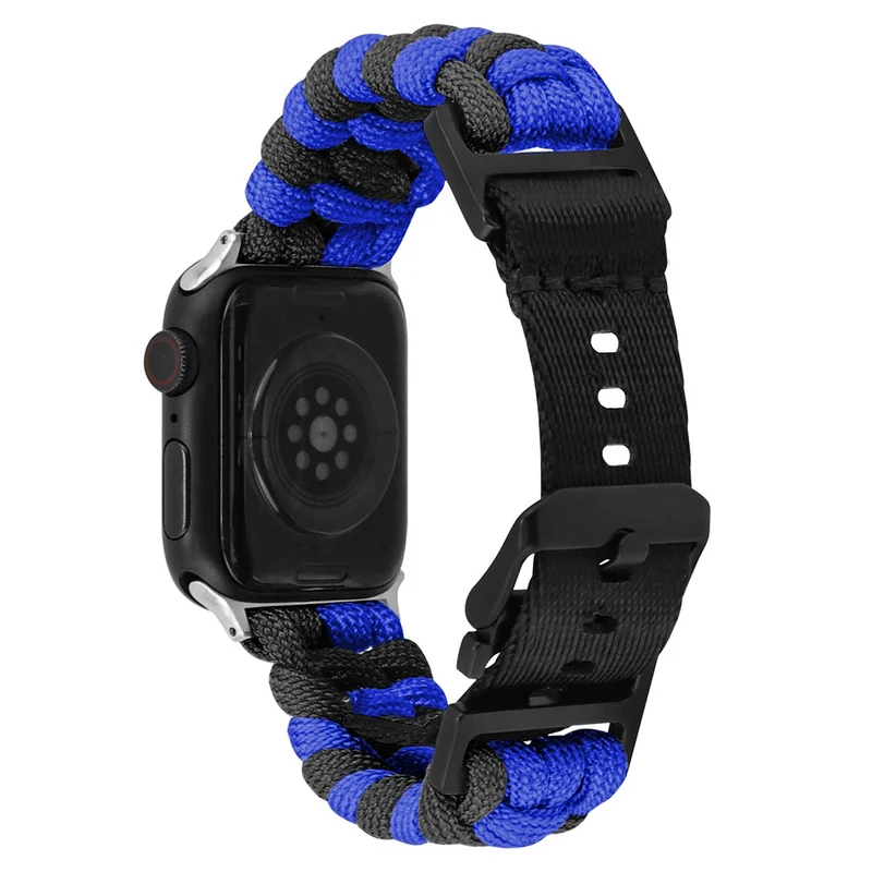Apple Watch Series 41mm - 40mm - 38mm Universal Nylon Rope Watch Band Dual Color - Lake Blue+Pink