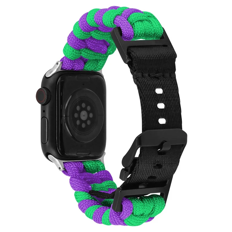 Apple Watch Series 41mm - 40mm - 38mm Universal Nylon Rope Watch Band Dual Color - Lake Blue+Pink