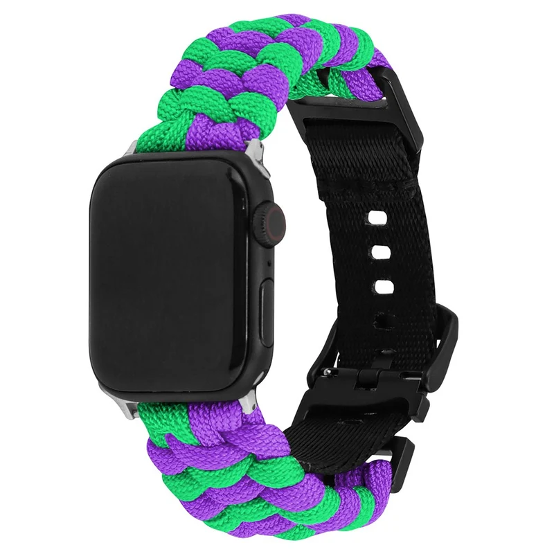 Apple Watch Series 41mm - 40mm - 38mm Universal Nylon Rope Watch Band Dual Color - Lake Blue+Pink