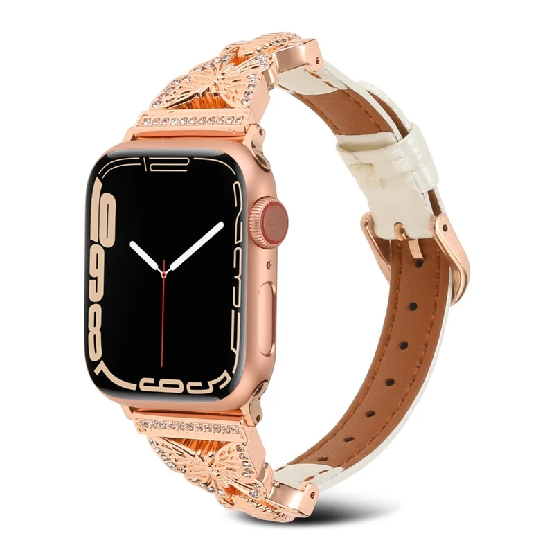 Apple Watch Series 49mm - 45mm - 44mm - 42mm Universal Replacement Watch Band - White / Gold Buckle Buckle