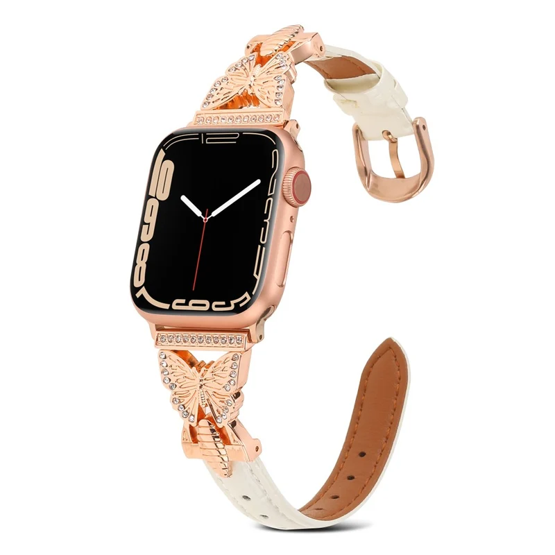 Apple Watch Series 49mm - 45mm - 44mm - 42mm Universal Replacement Watch Band - White / Gold Buckle Buckle