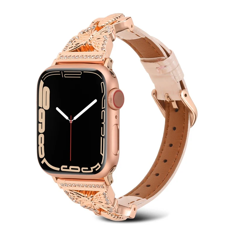 Apple Watch Series 49mm - 45mm - 44mm - 42mm Universal Replacement Watch Band - White / Gold Buckle Buckle