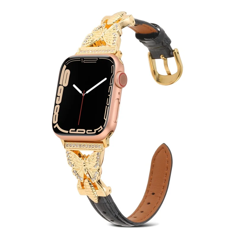 Apple Watch Series 49mm - 45mm - 44mm - 42mm Universal Replacement Watch Band - White / Gold Buckle Buckle