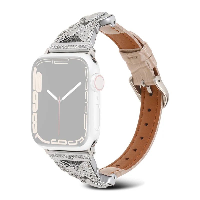Apple Watch Series 49mm - 45mm - 44mm - 42mm Universal Replacement Watch Band - White / Gold Buckle Buckle