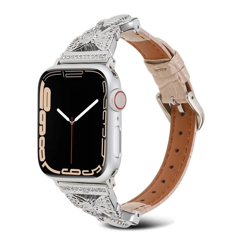 Apple Watch Series 49mm - 45mm - 44mm - 42mm Universal Replacement Watch Band - White / Gold Buckle Buckle