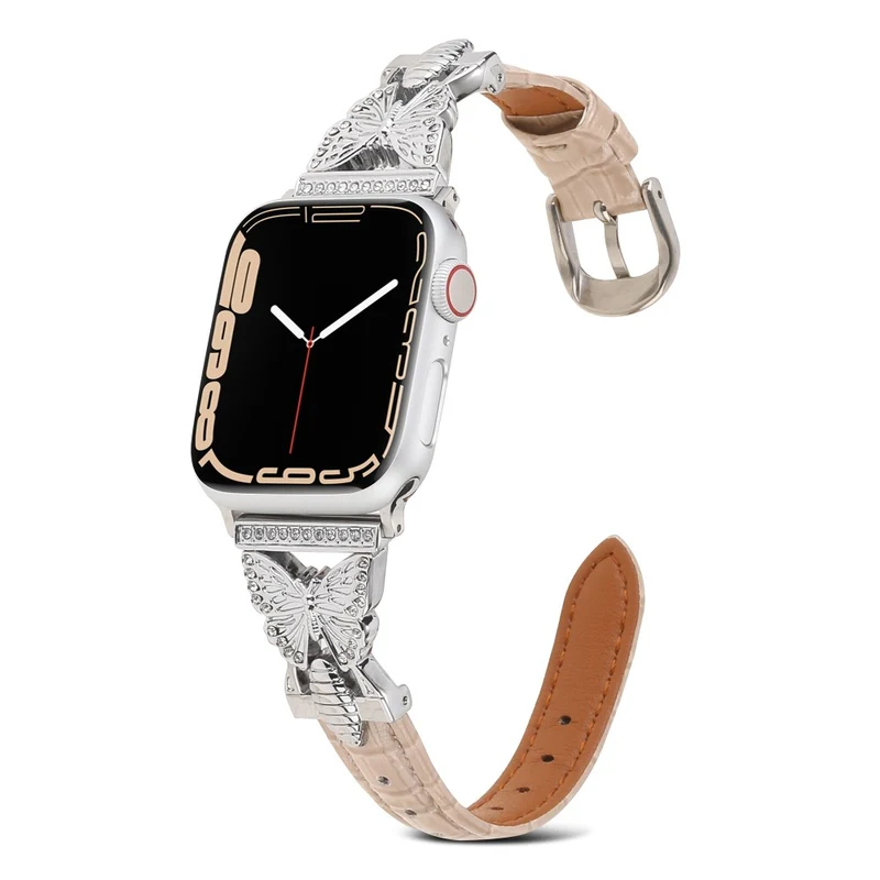 Apple Watch Series 49mm - 45mm - 44mm - 42mm Universal Replacement Watch Band - White / Gold Buckle Buckle